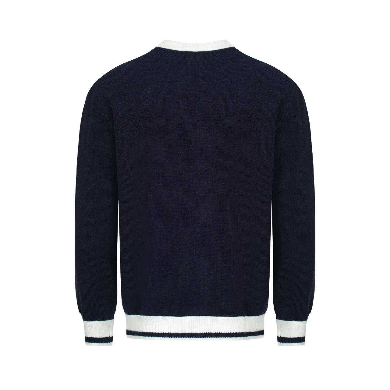 Retro Knit Contrast Cardigan – Button Front Sweater