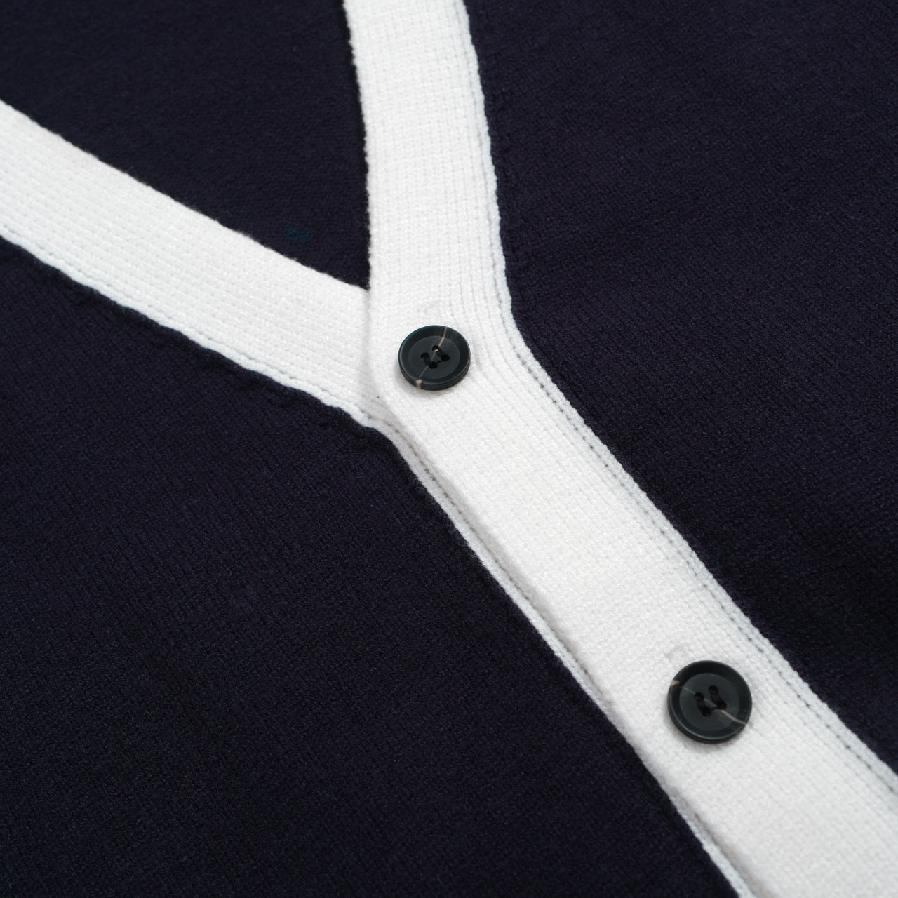 Retro Knit Contrast Cardigan – Button Front Sweater