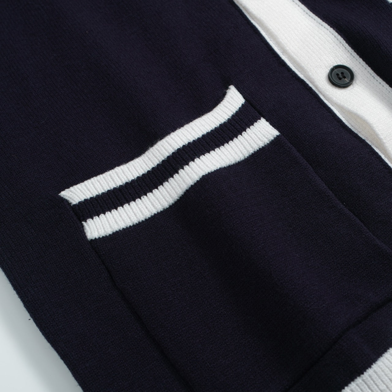 Retro Knit Contrast Cardigan – Button Front Sweater