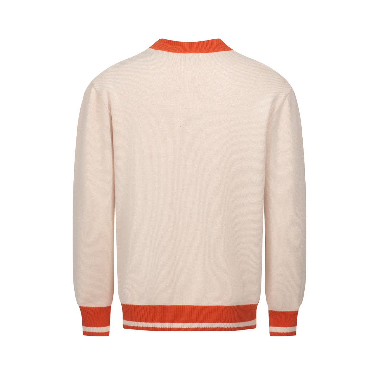 Men’s Cream Knit Button Front Cardigan With Graphic Pattern