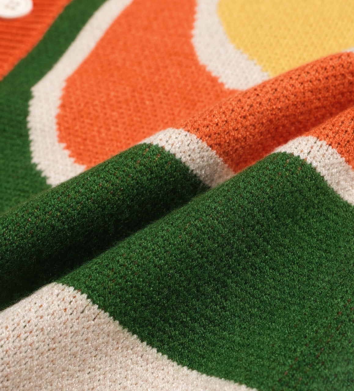 Men’s Cream Knit Button Front Cardigan With Graphic Pattern