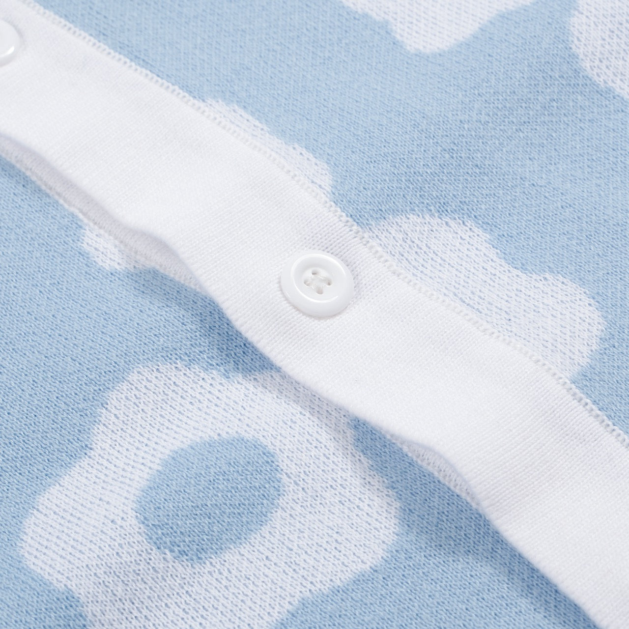 Retro Knit Floral Polo Shirt – Short Sleeve Button Front