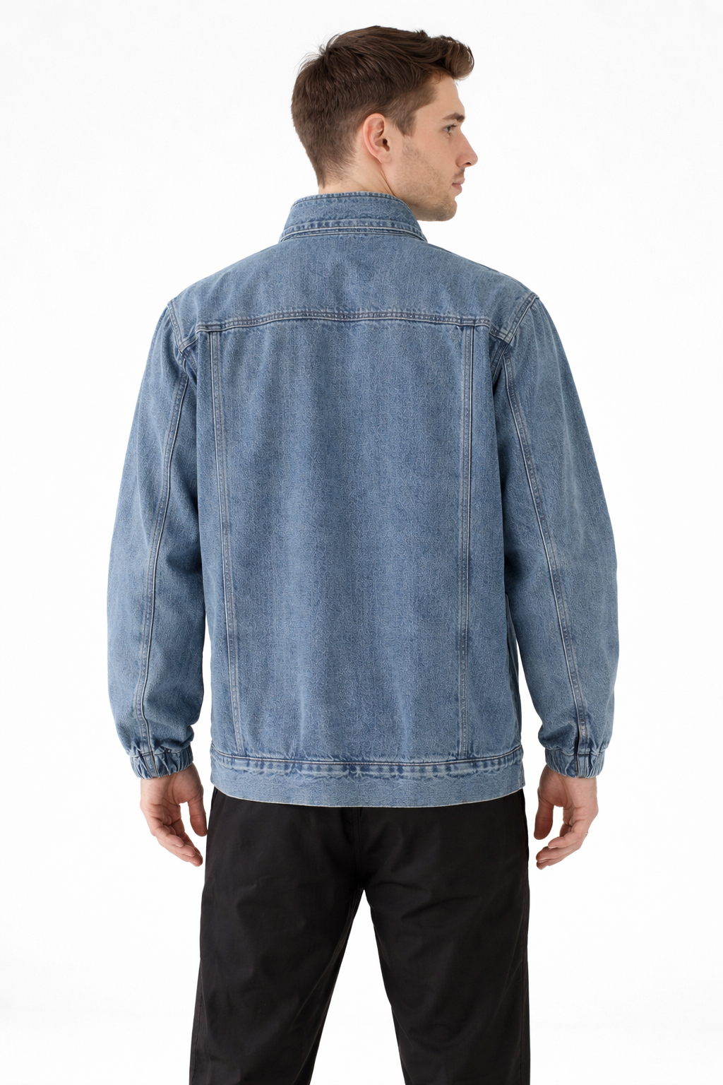 Men’s Zip Front Stand Collar Denim Jacket for Street Wear