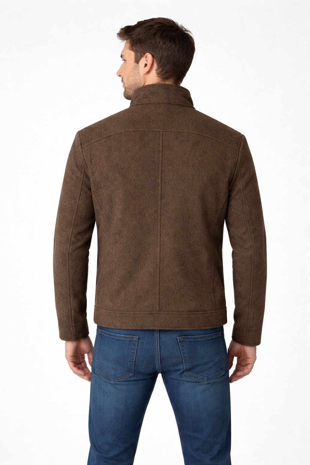 Men’s Wool Stand Collar City Jacket with Quilted Inner Layer