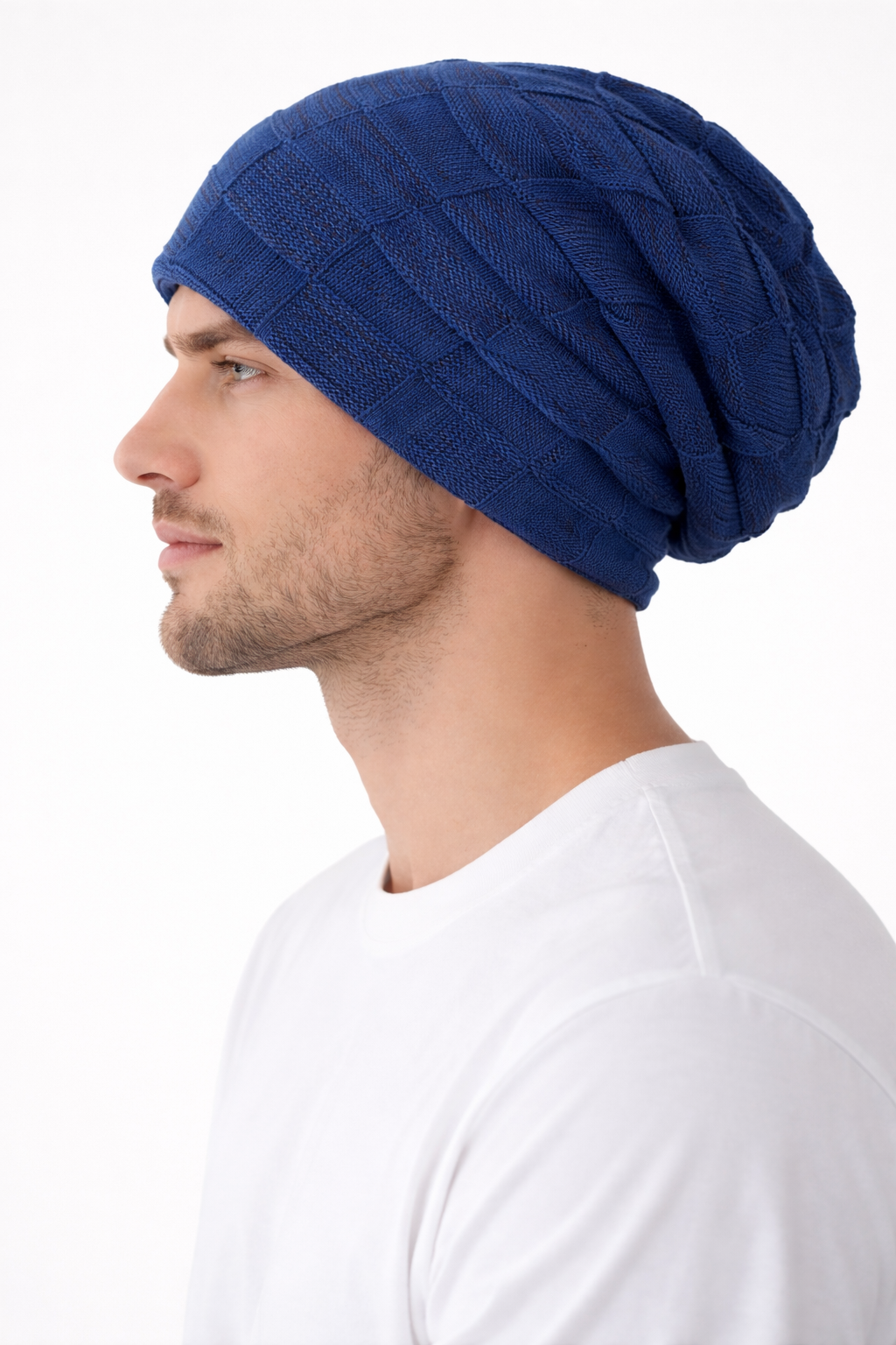 Grid Slouch Knit Beanie