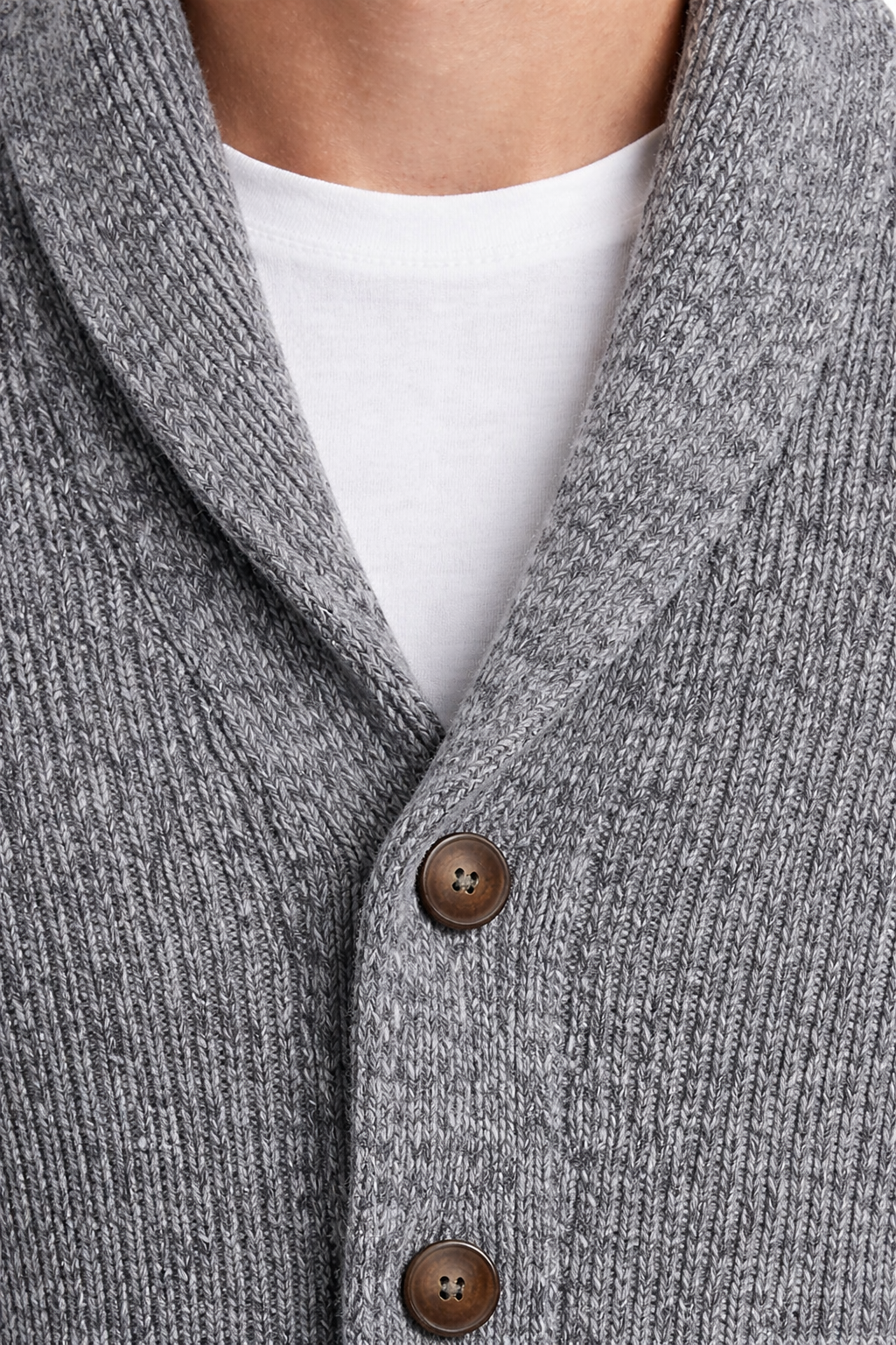 Men’s Knit Cardigan Sweater with Shawl Collar