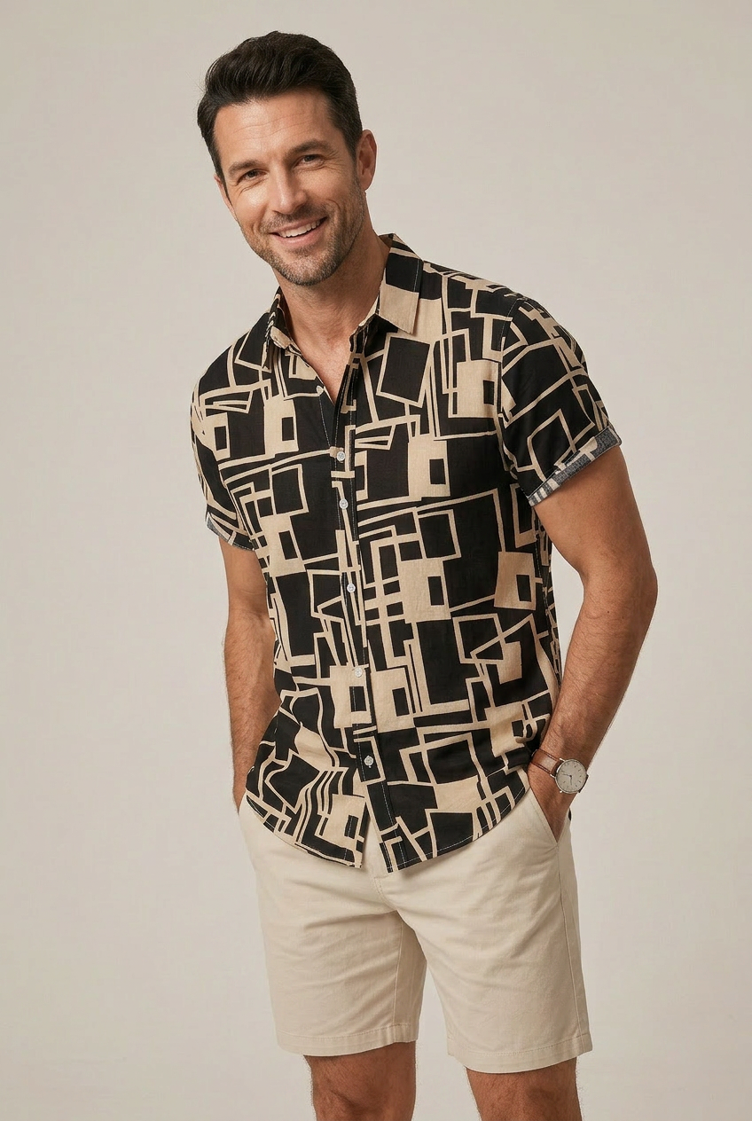Monarch Geometric Camp Shirt