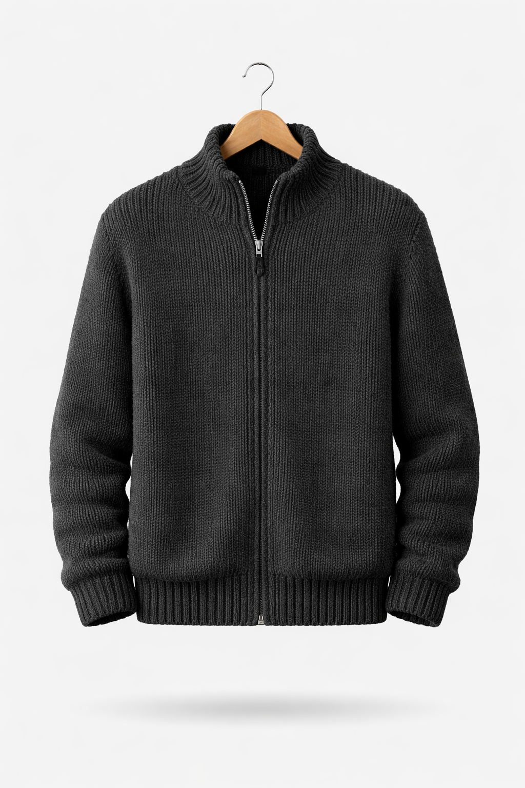 Ribbel gebreide vest met rits