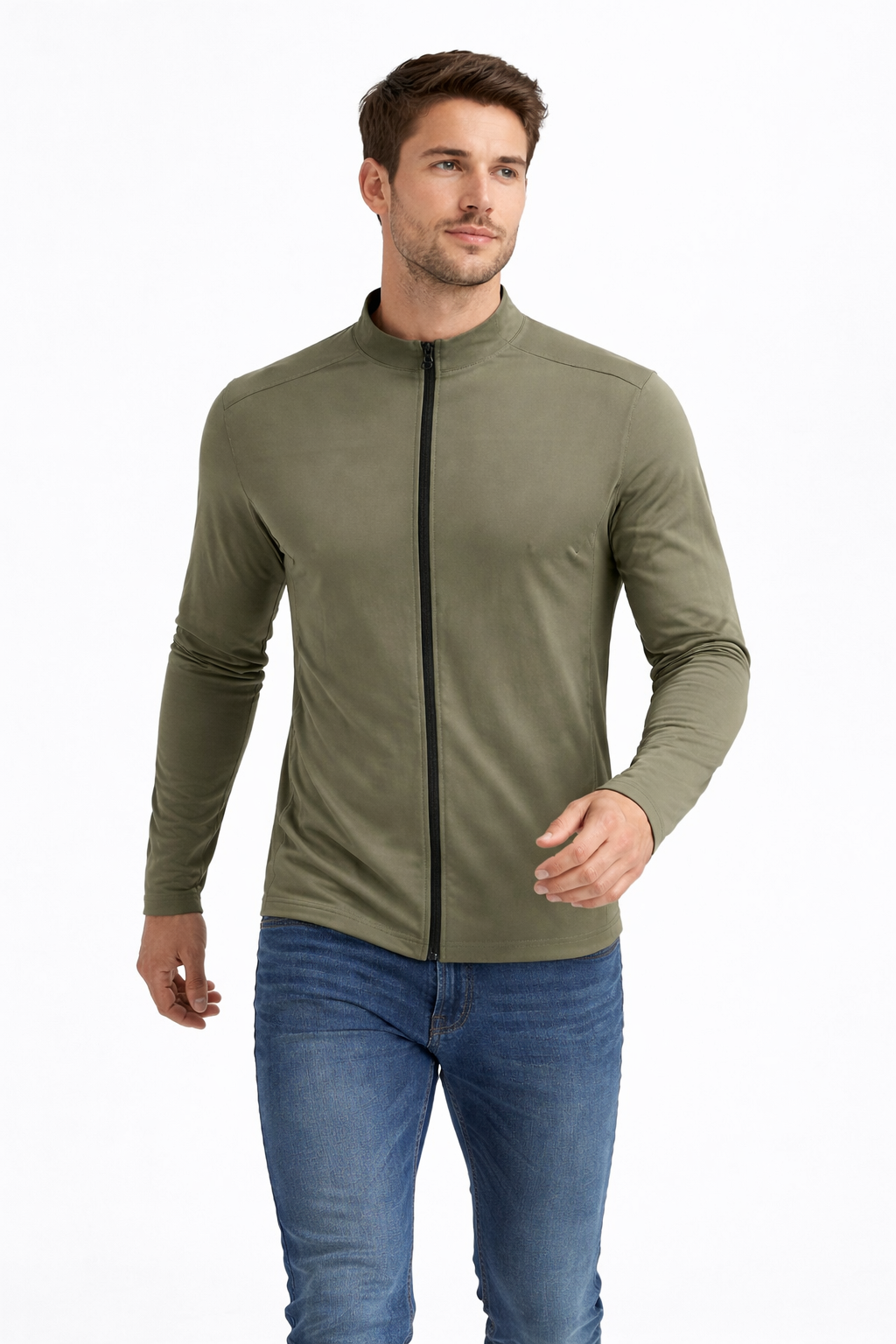 Men’s Stand Collar Zip Training Top for Gym