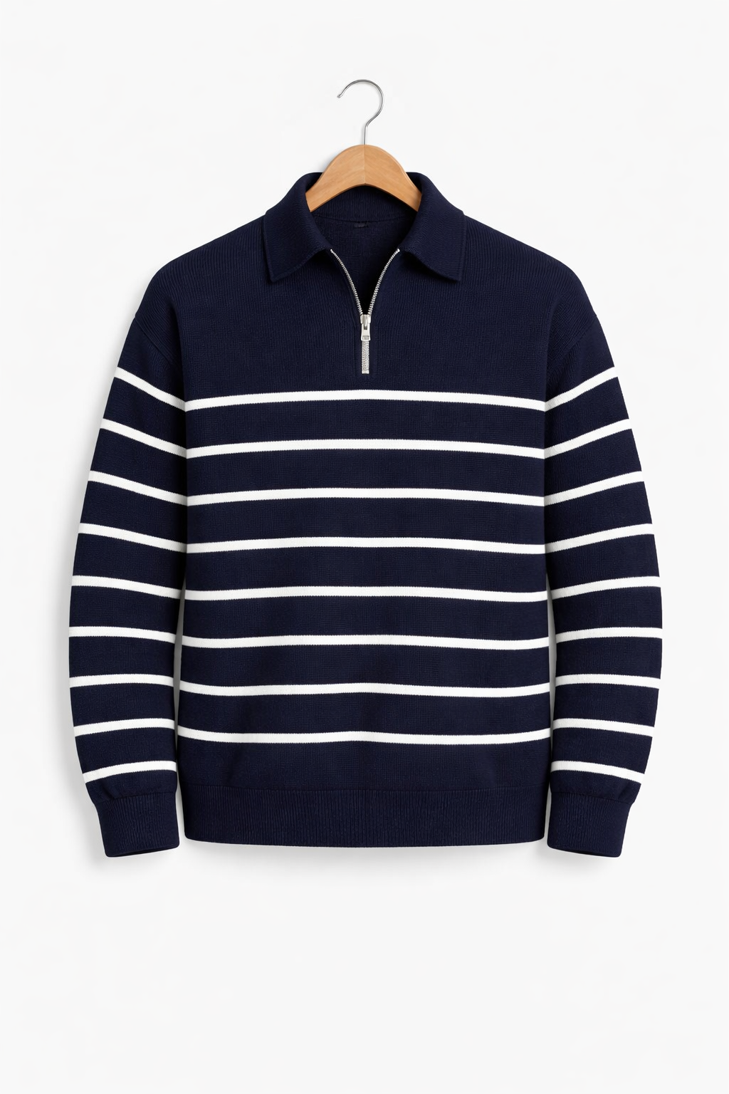 Men’s Striped Half Zip Knit Sweater