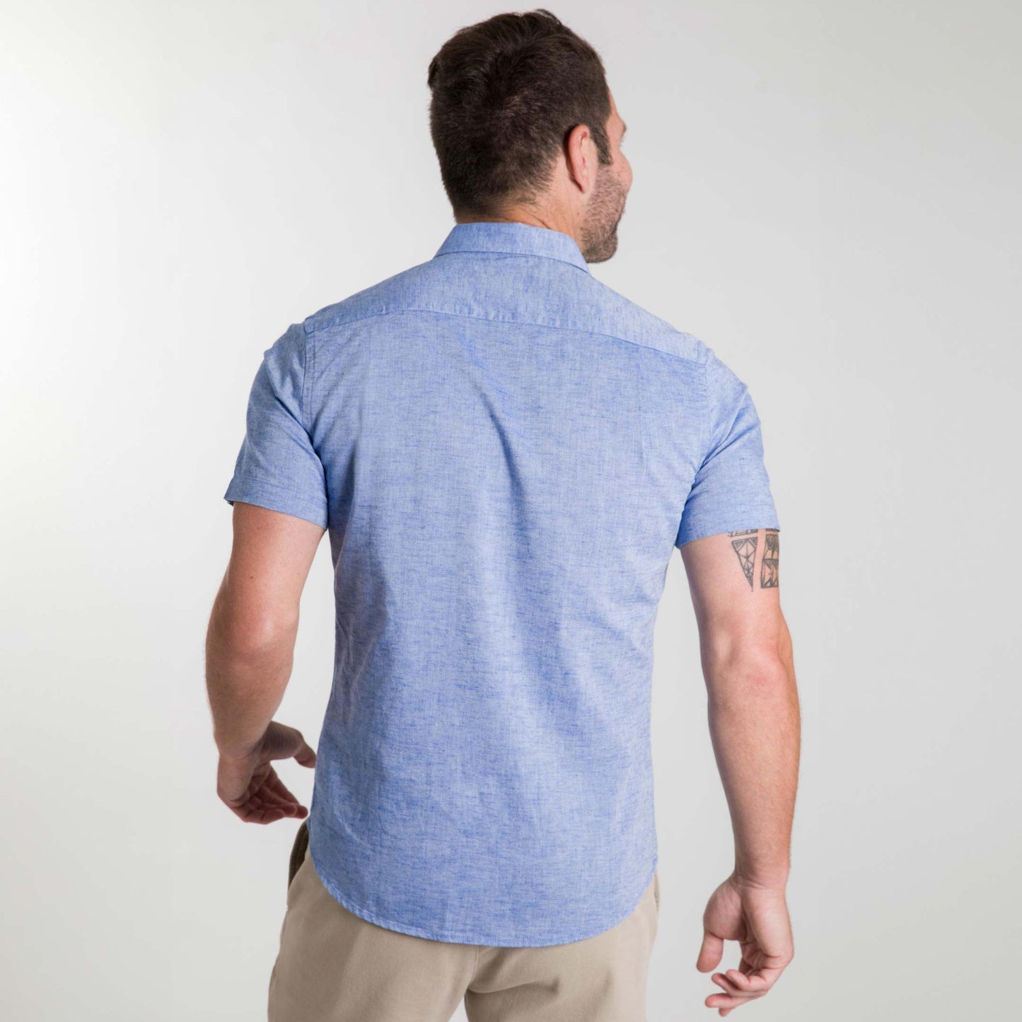 Short Sleeve Light Blue Button Shirt