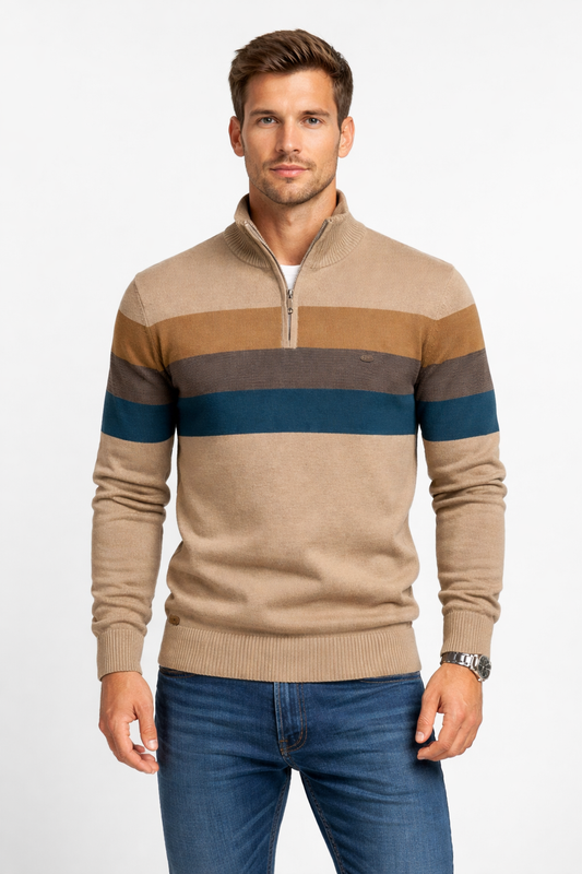Men’s Striped Quarter Zip Knit Shirt