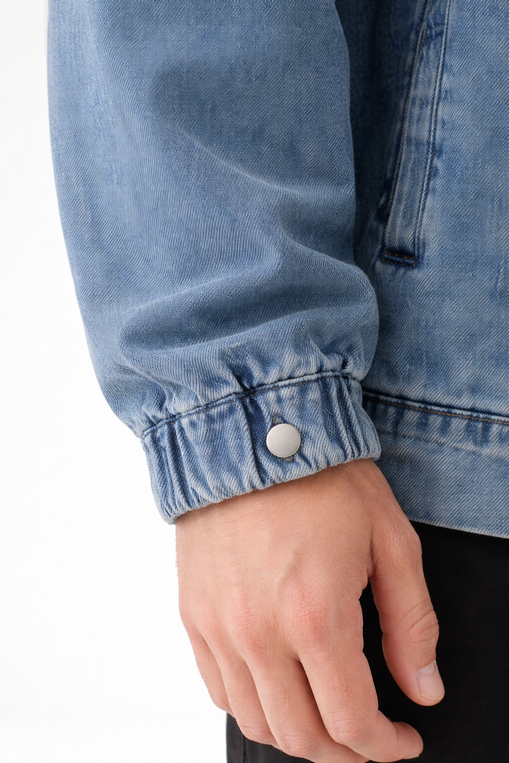 Men’s Zip Front Stand Collar Denim Jacket for Street Wear