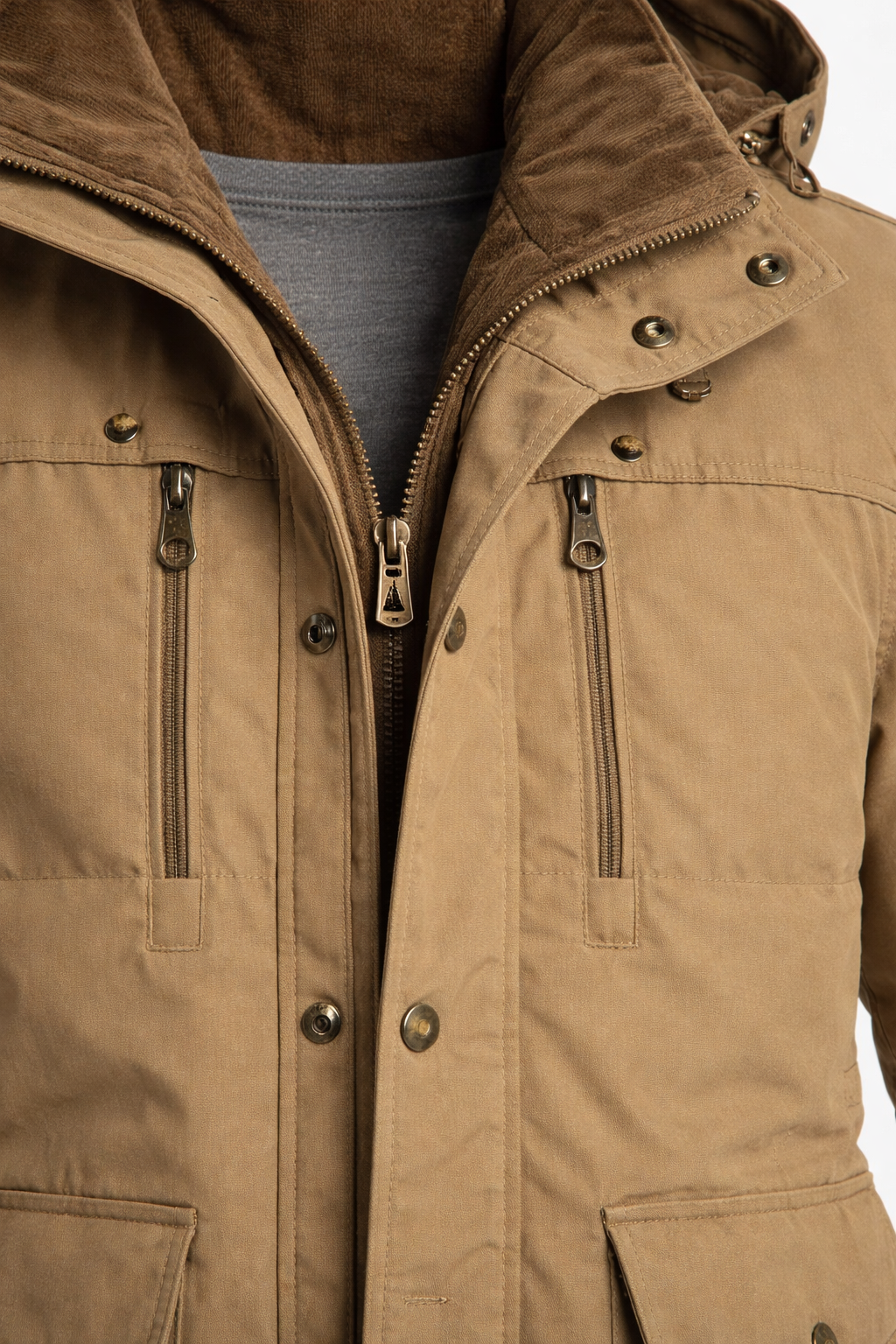 Men’s Hooded Utility Jacket with Lined Interior for Cold Weather
