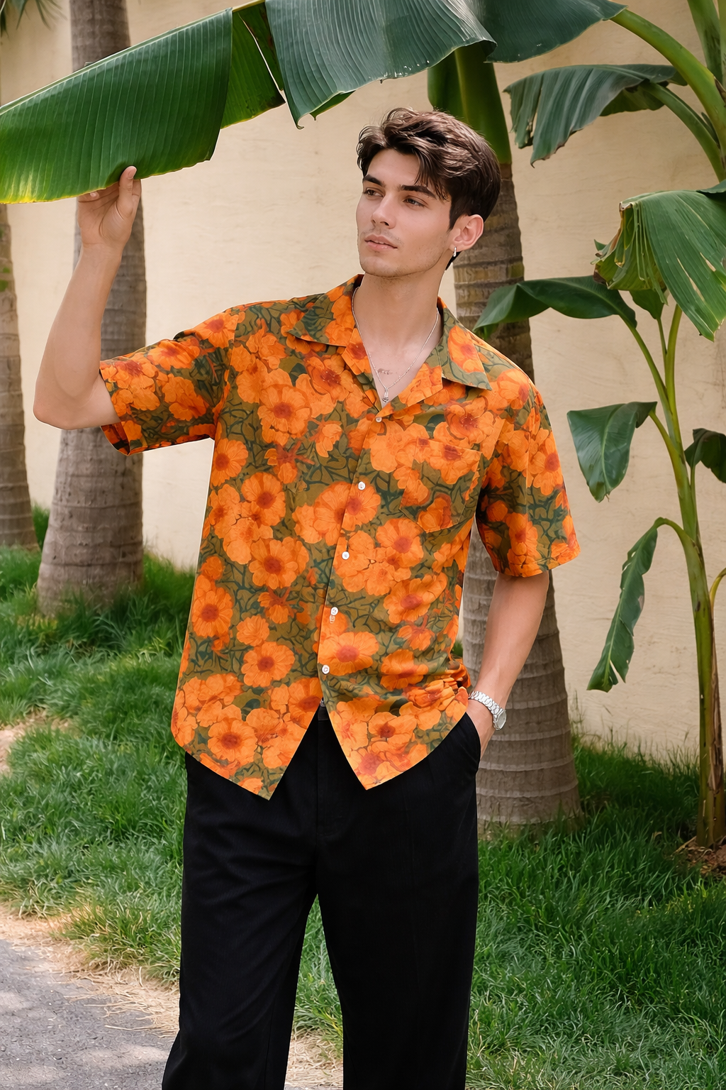 Sunset Bloom Lyocell Resort Shirt