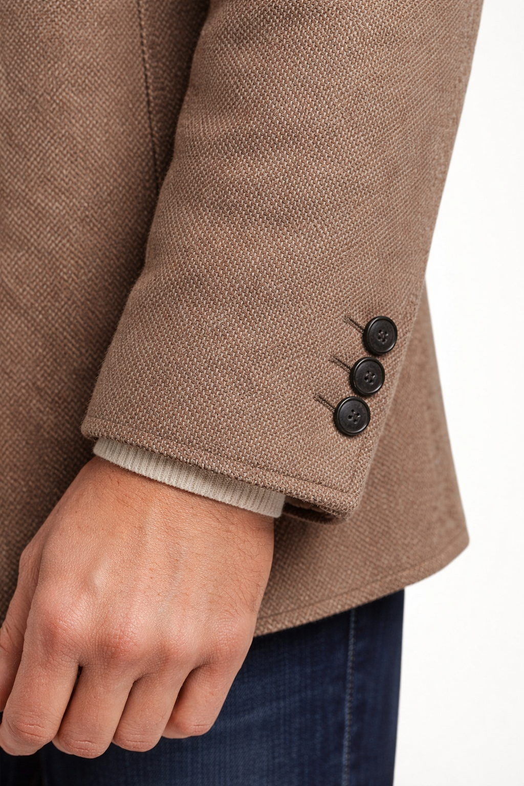 Men’s Wool Herringbone City Coat with Notched Collar