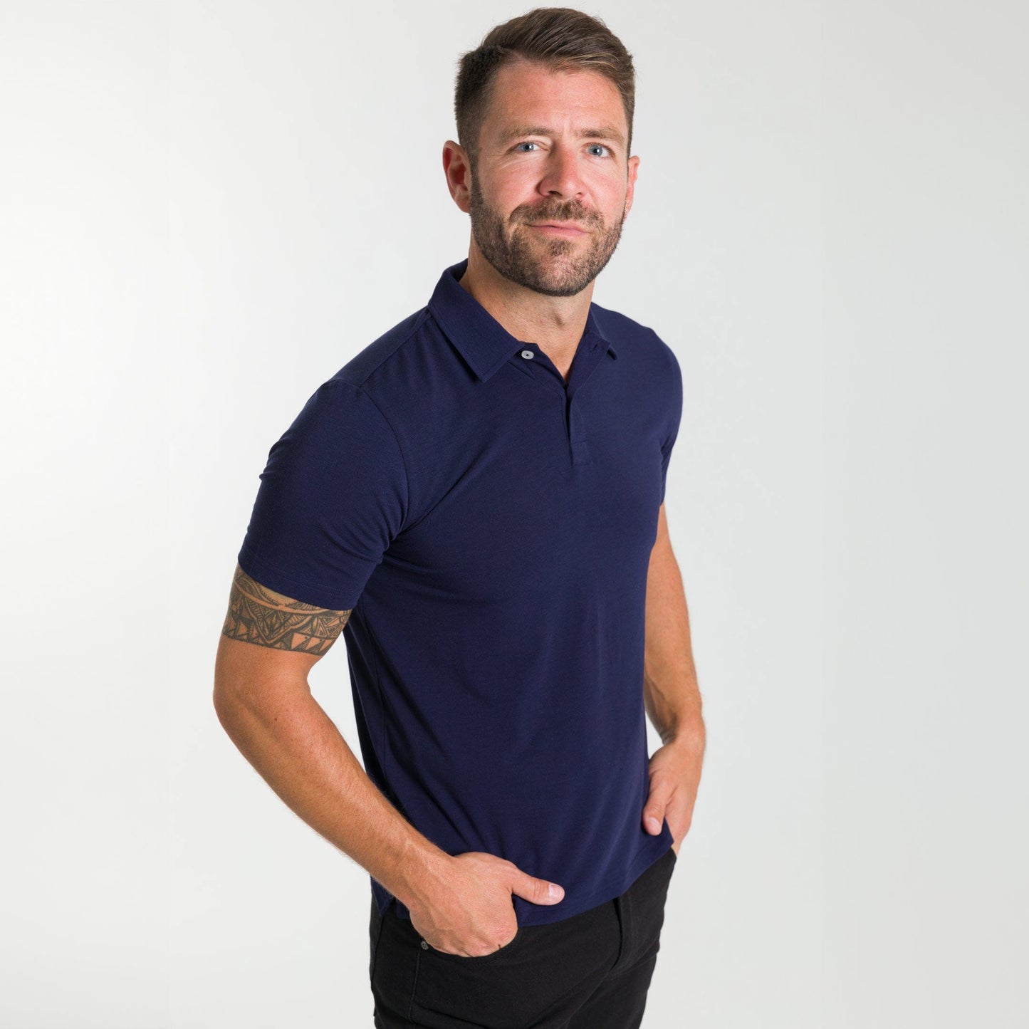 Modern Navy Short Sleeve Polo