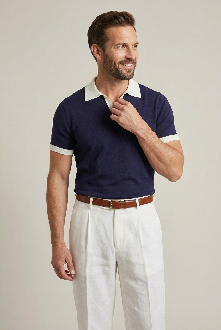 Langford Contrast Knit Polo