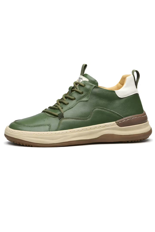 Leren paneel sneakers met veters