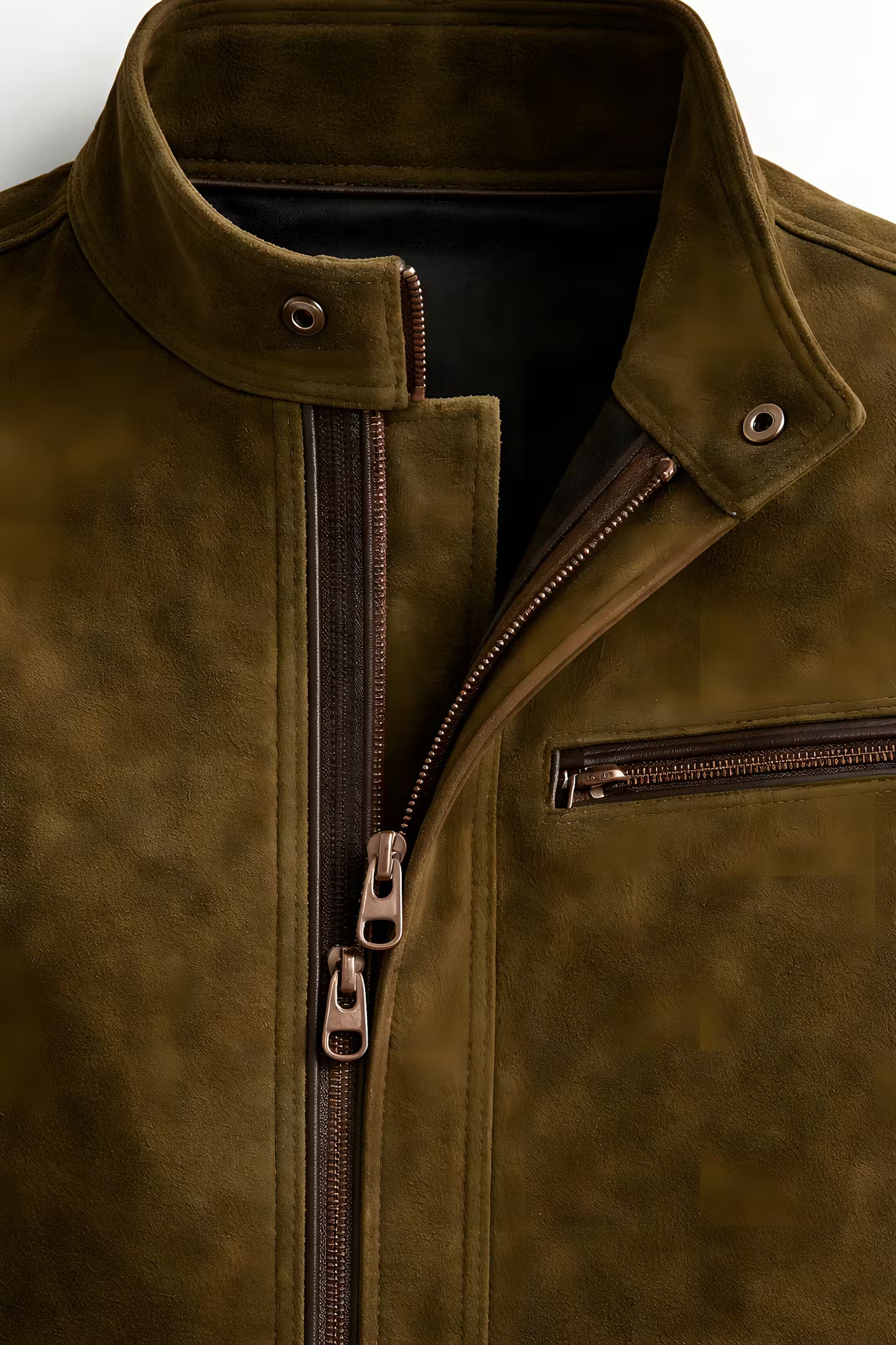 Suede Stand Collar Utility Jacket