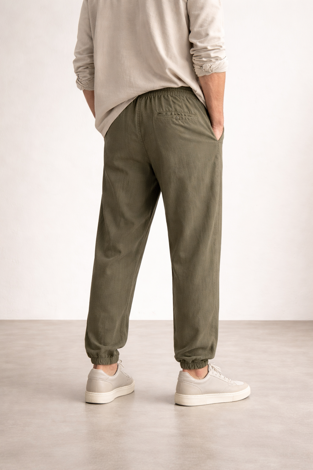 Men’s Home Lounge Pants with Drawstring Waist and Cuffed Leg