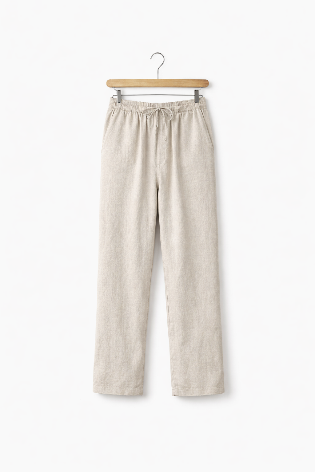 Men’s Linen Home Lounge Pants with Elastic Waist and Straight Leg