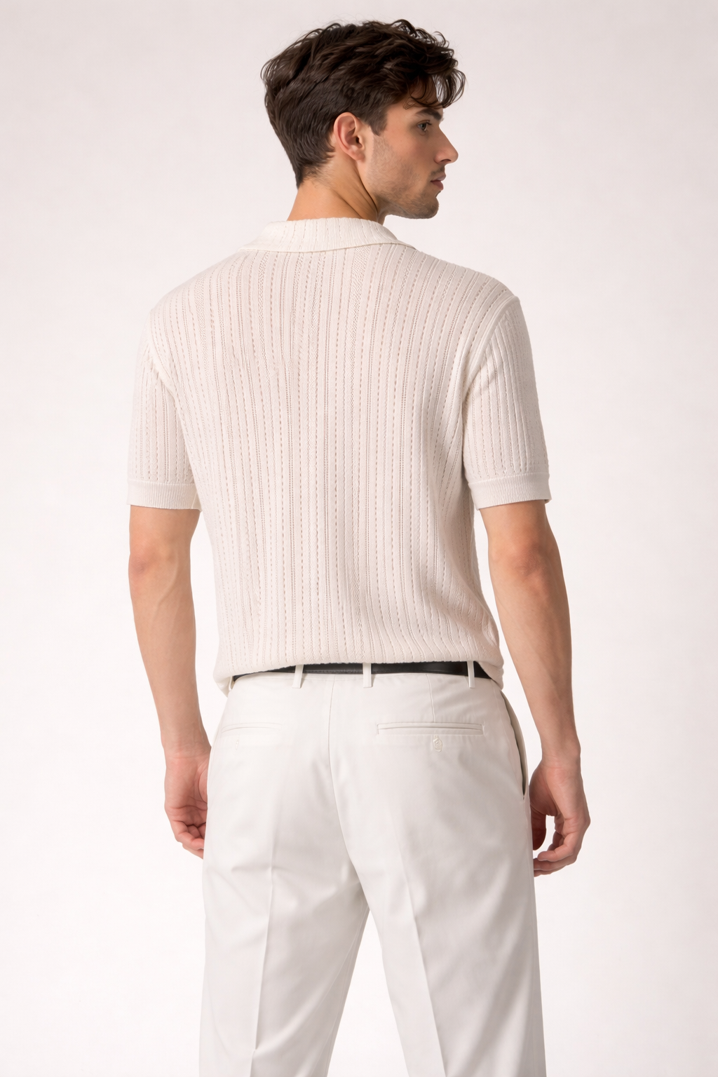 Ivory Strand Open-Knit Button Shirt