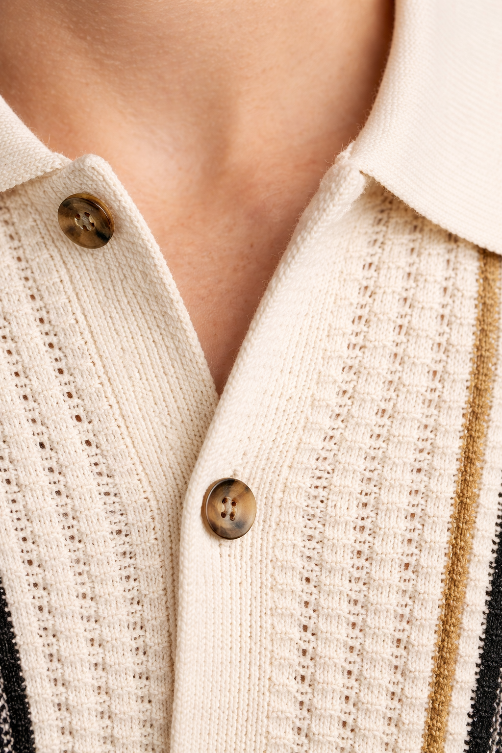 Driftline Striped Open-Knit Button Shirt
