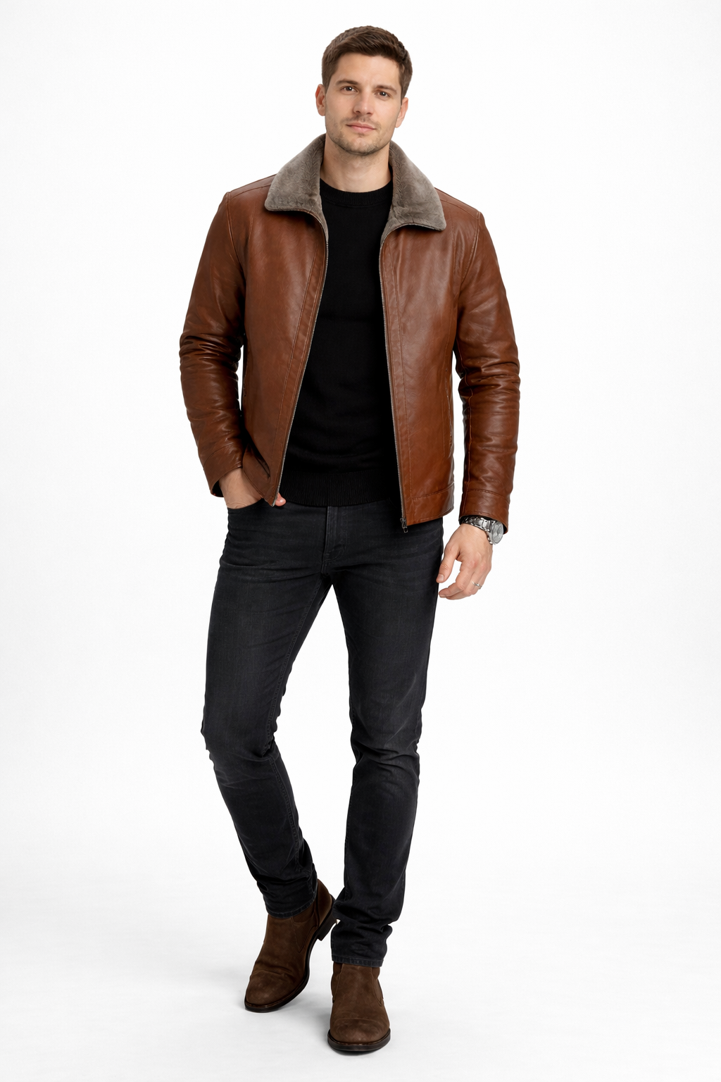 Men’s Faux Jacket With Fleece Interior