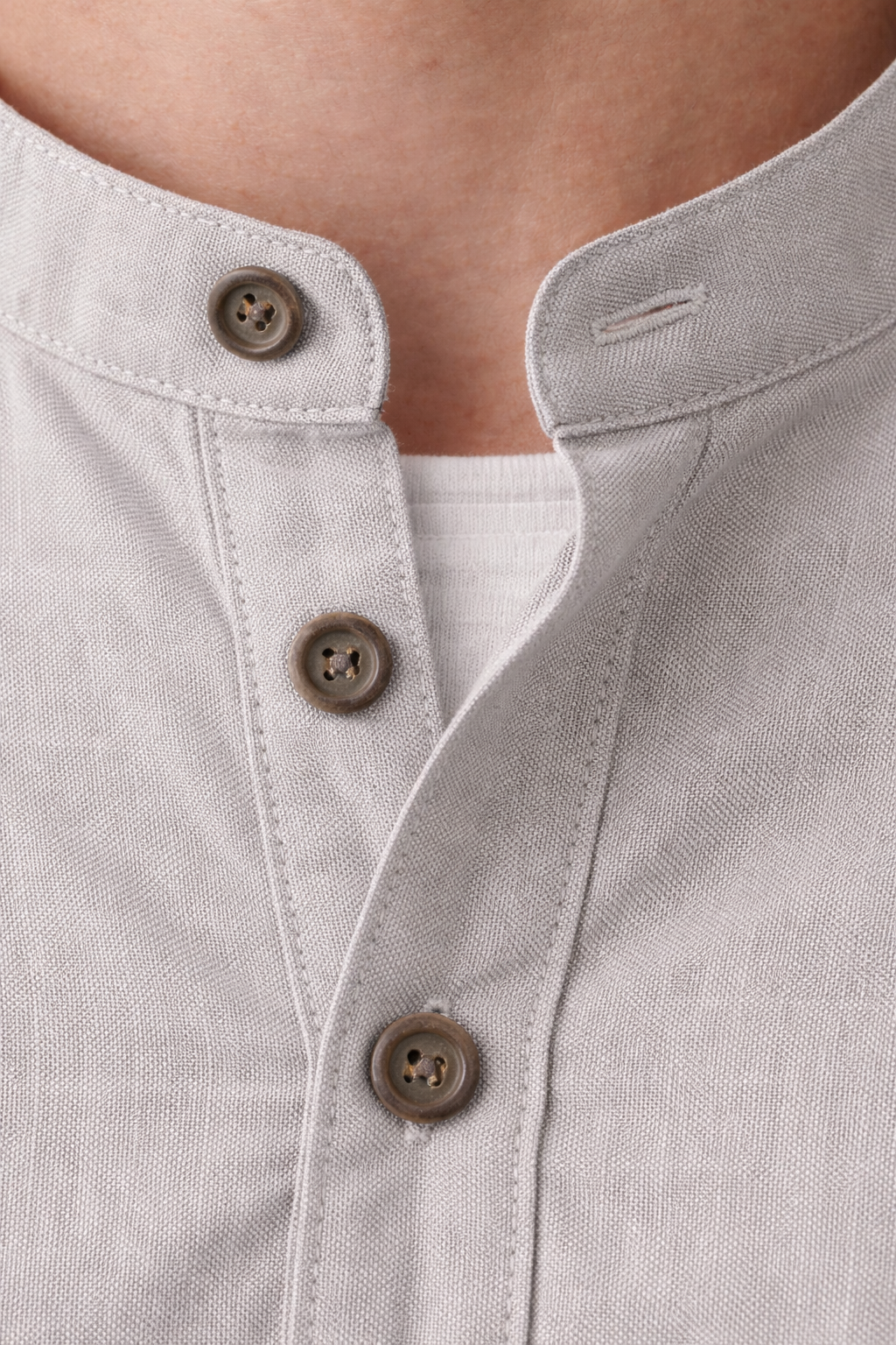 Men’s Linen Home Long Sleeve Henley Shirt