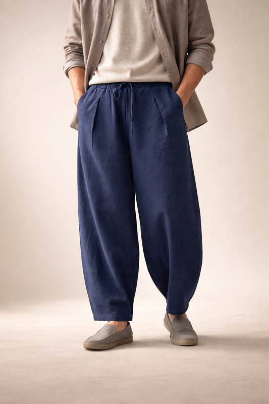 Men’s Home Lounge Pants with Drawstring Waist and Wide Leg