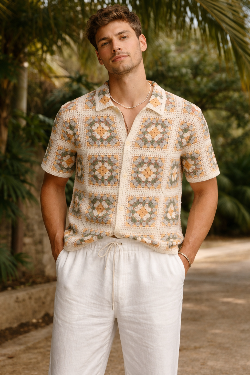 Heritage Grid Crochet Button Shirt