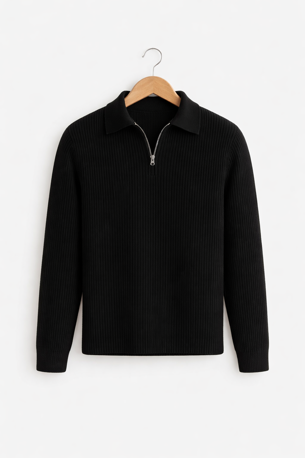 Men’s Ribbed Zip Collar Knit Shirt