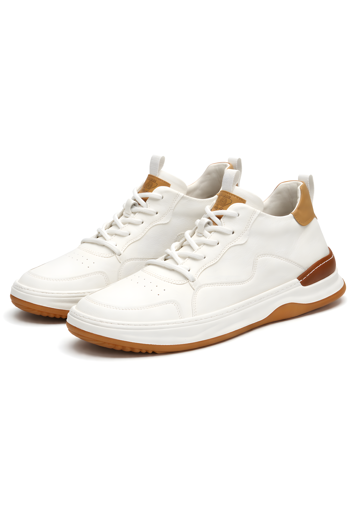 Italian Leather Panel Lace-Up Sneakers