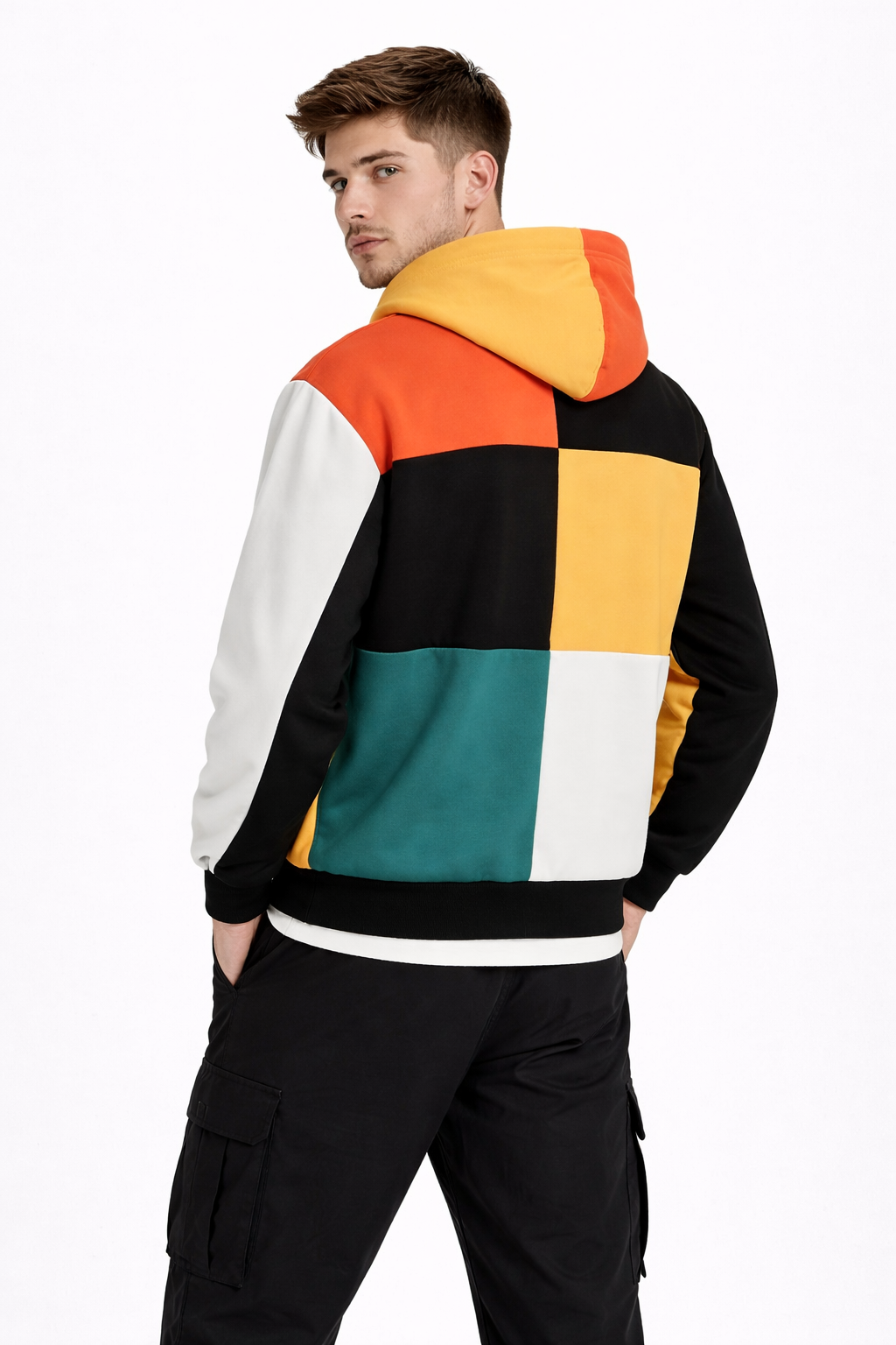 Men’s Patchwork Color Block Hoodie