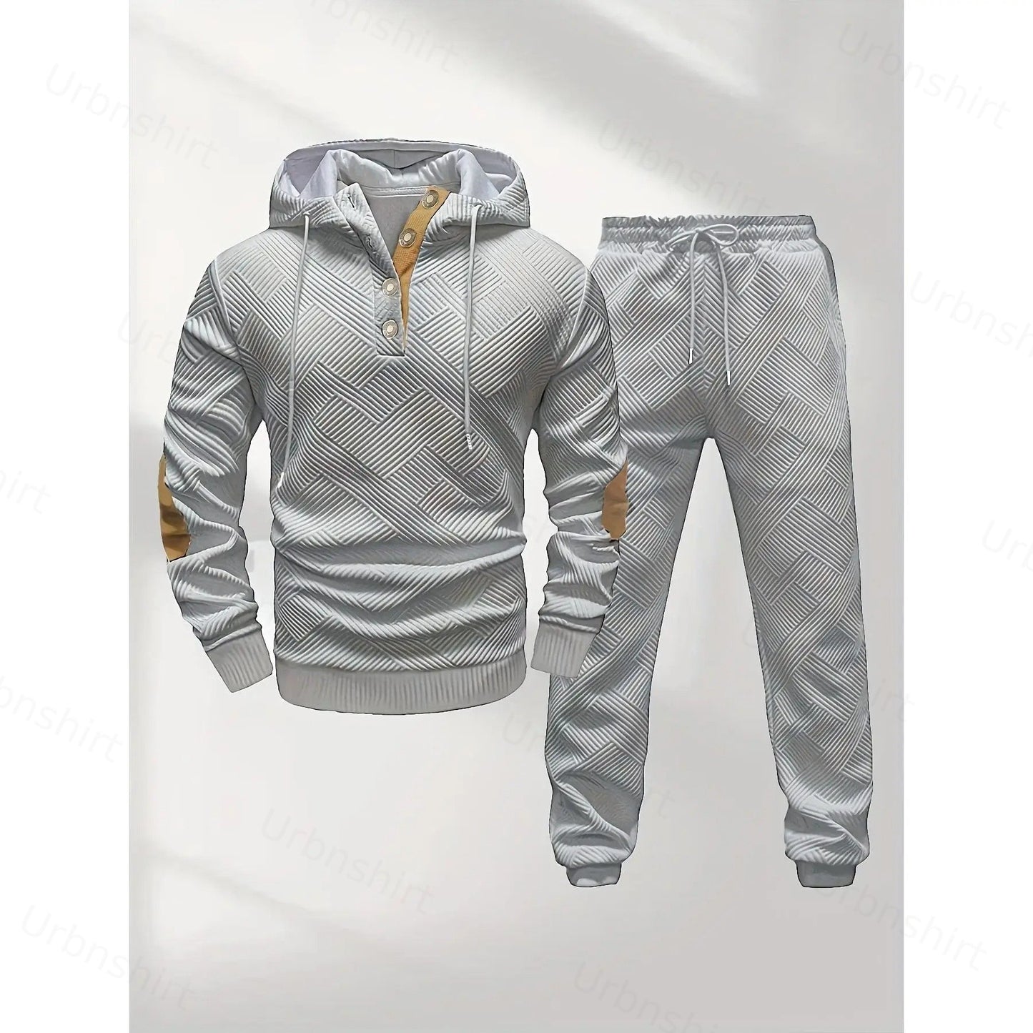 Textured Button Hoodie Set
