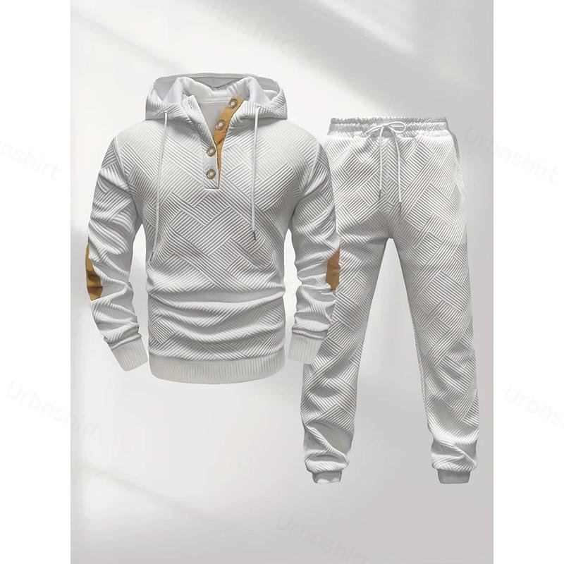 Textured Button Hoodie Set