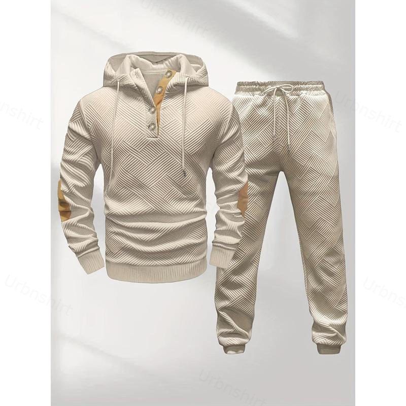 Textured Button Hoodie Set