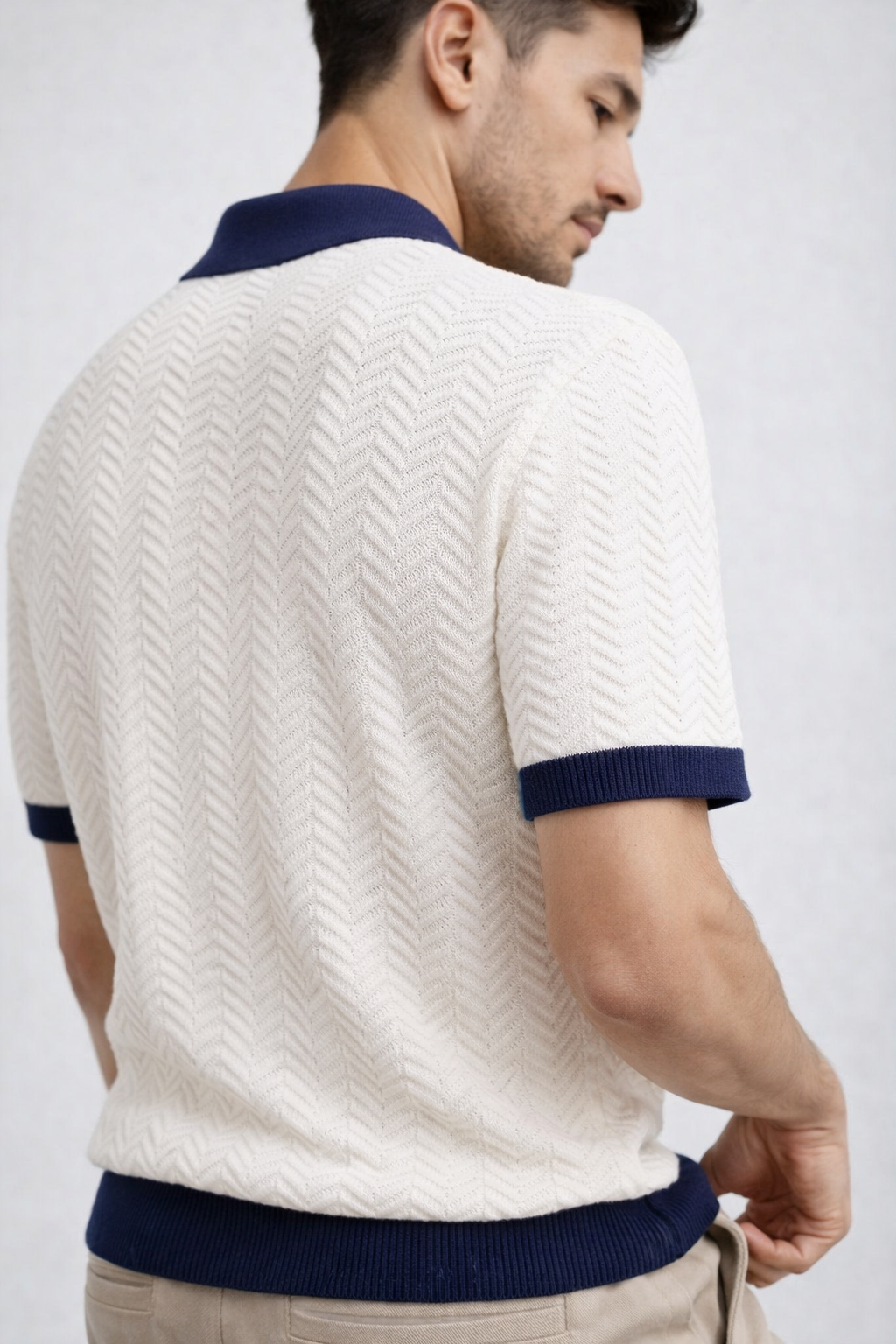 Men’s Textured Knit Polo Shirt