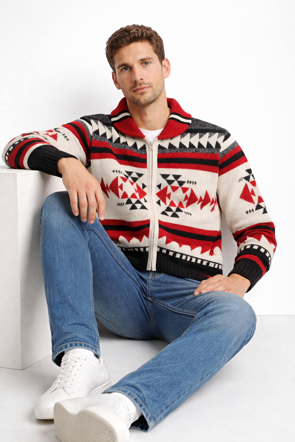 Men’s Heritage Pattern Zip Cardigan