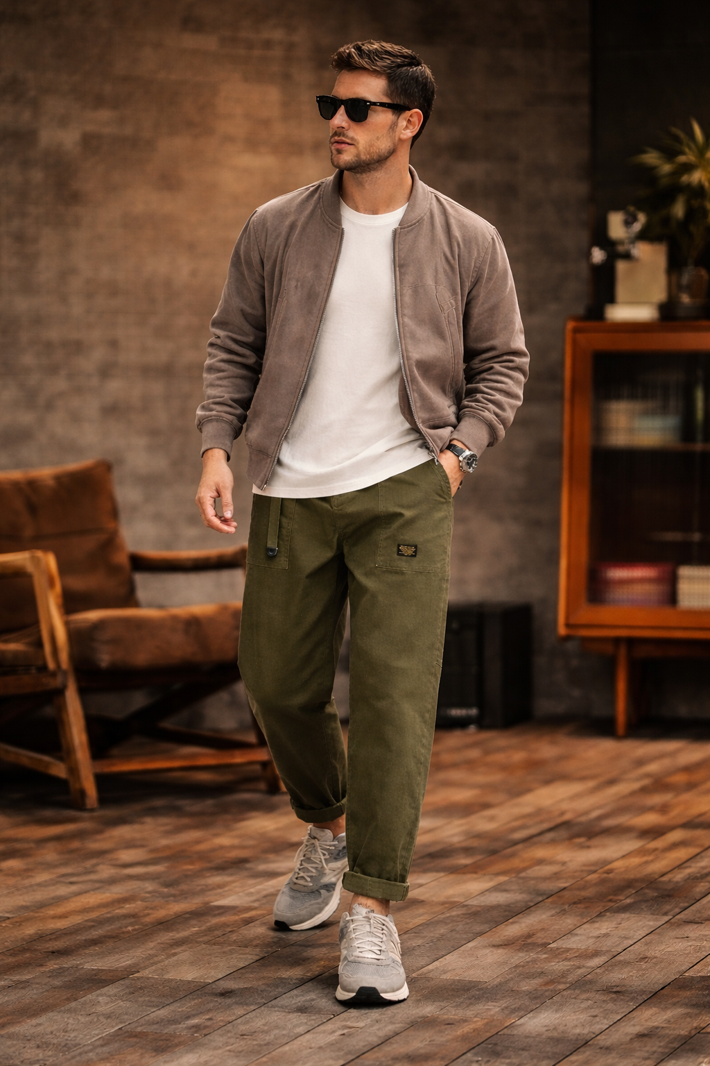 Relaxed Utility Straight-Leg Trousers
