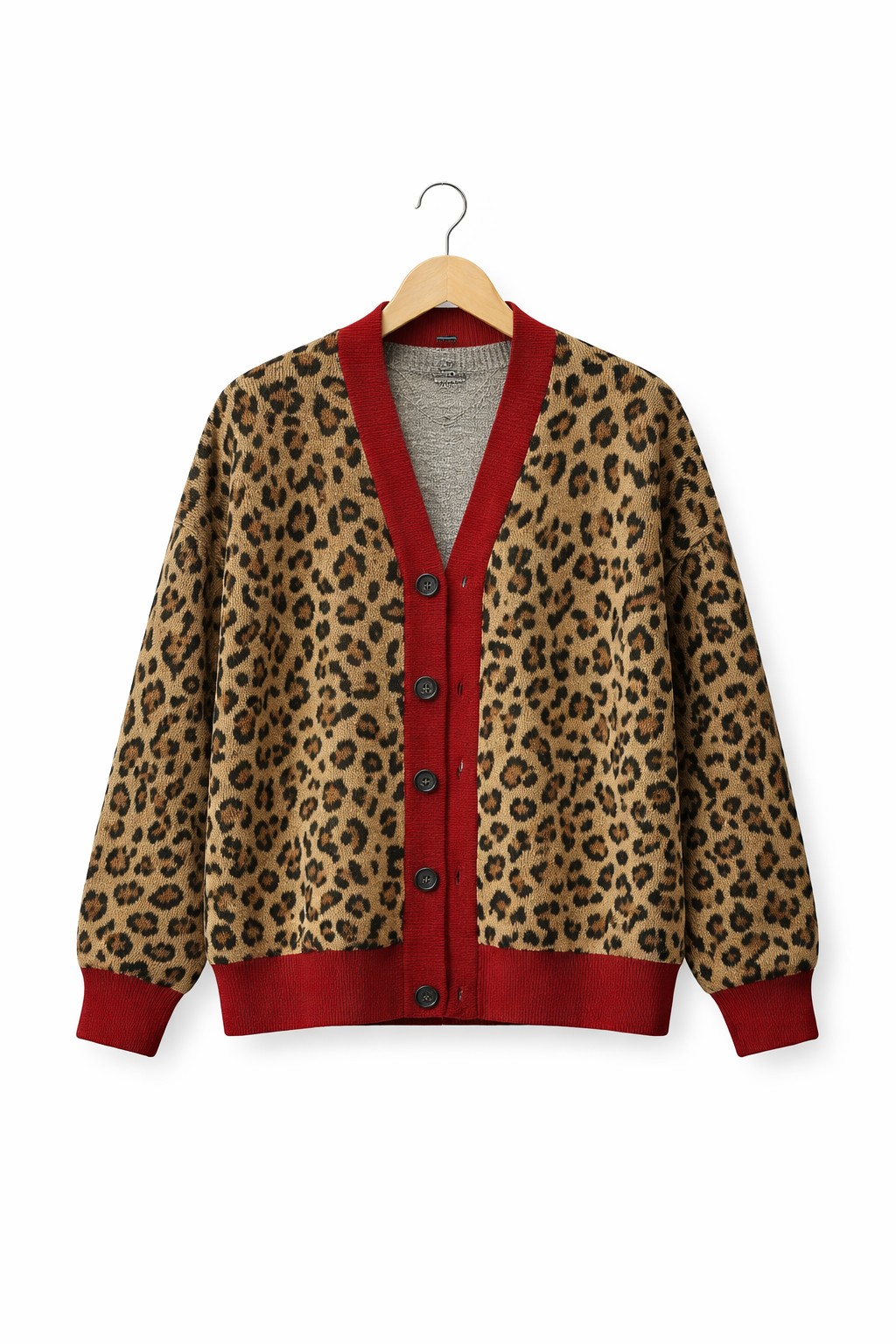 Leopard Knit Button Cardigan