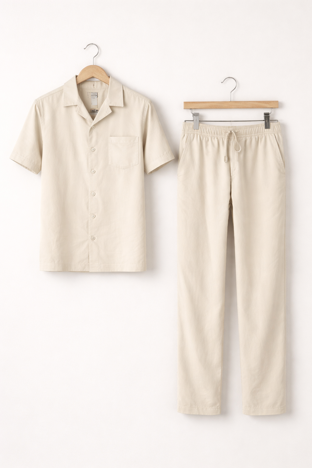 Textured Woven Short Sleeve Shirt and Wide Leg Trousers Set
