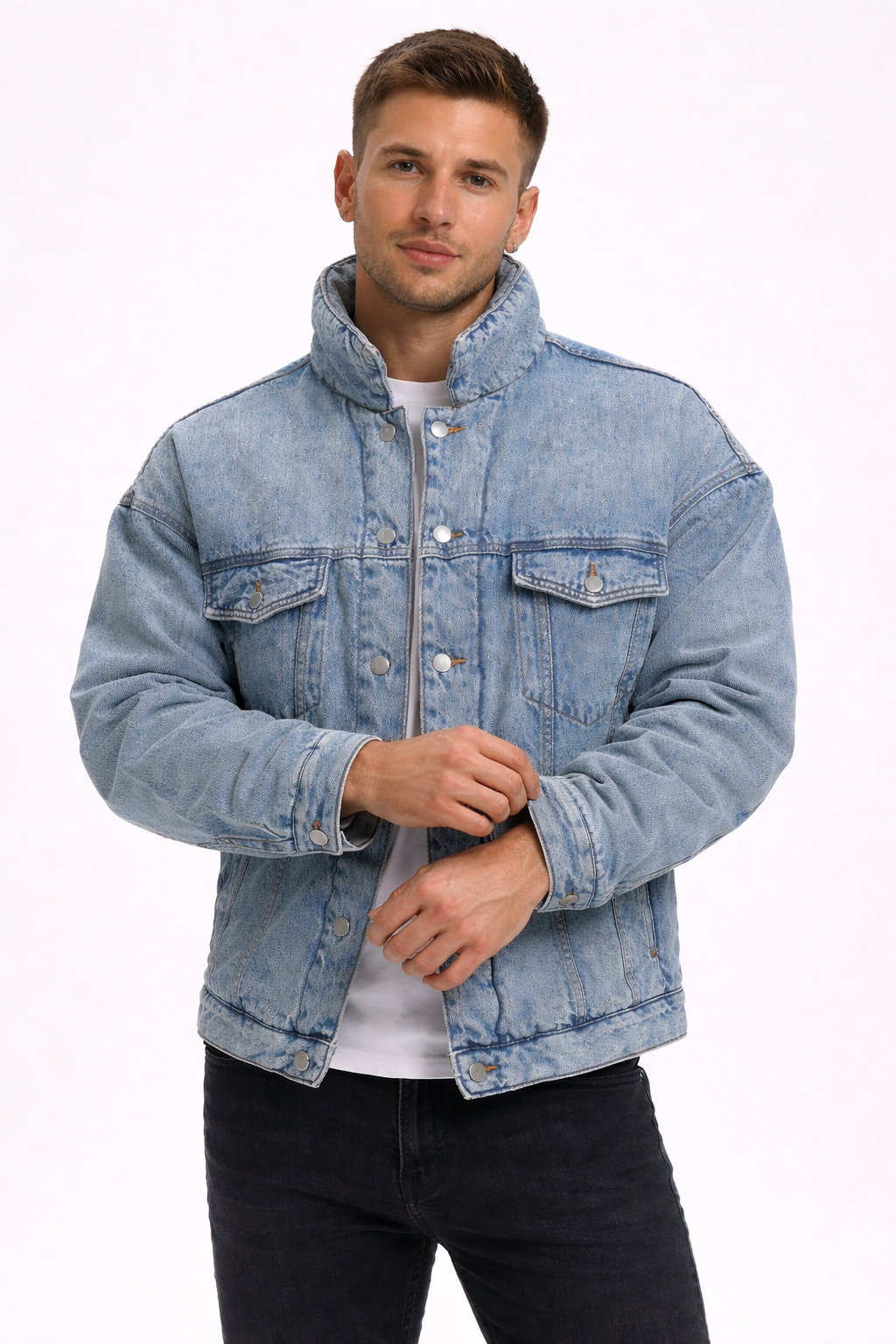 Washed And Worn Mixed Cotton Loose Thickened Denim Jacket