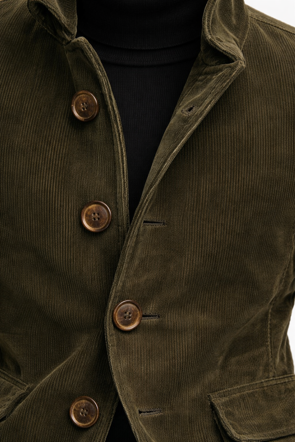 Corduroy jack met hoge kraag