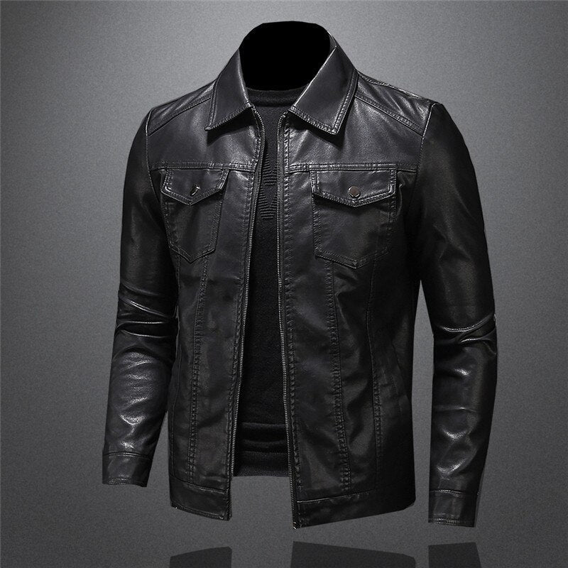 Men’s Black Coated Textile Zip Jacket with Structured Panel