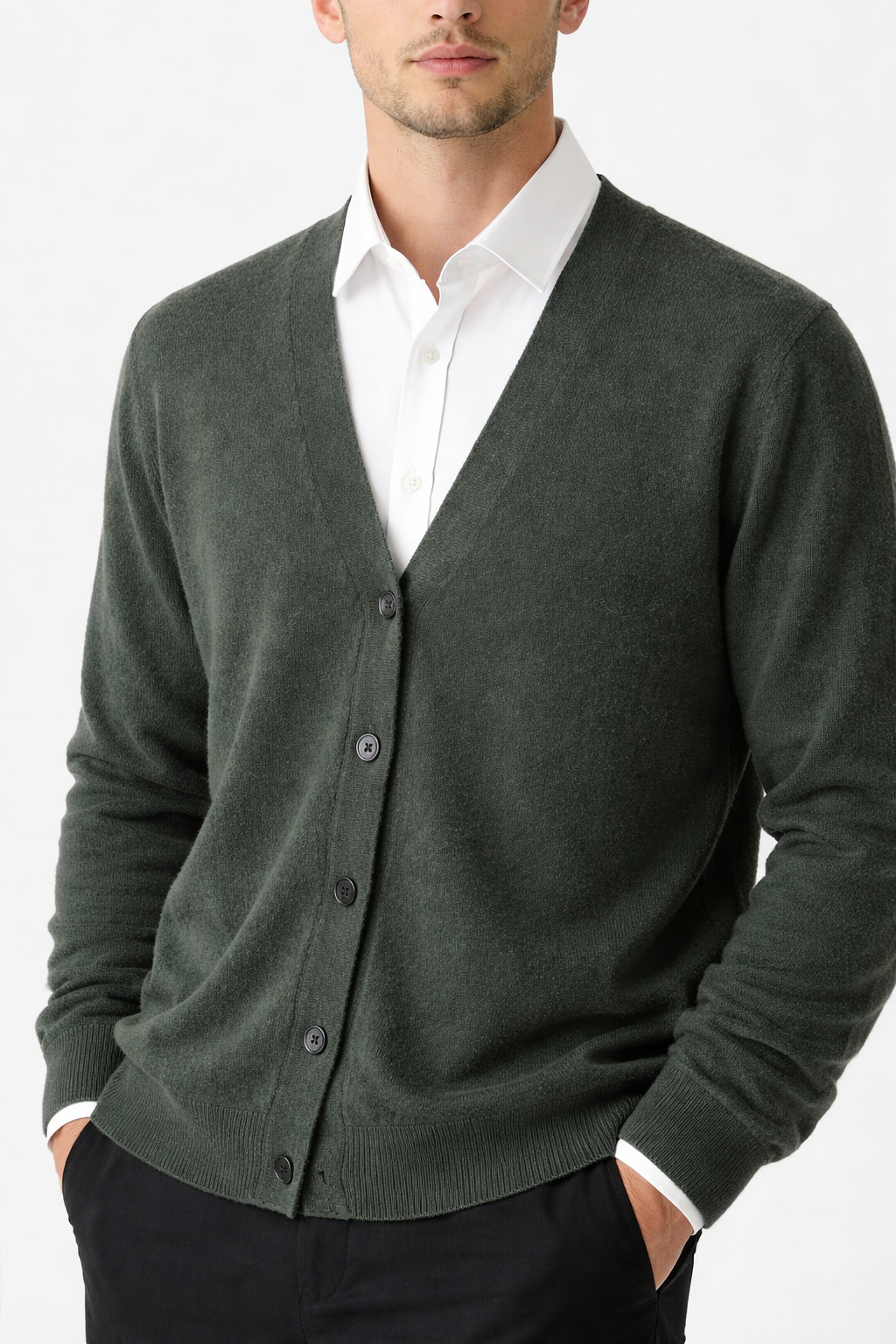 Men’s V Neck Knit Cardigan Sweater Button Front