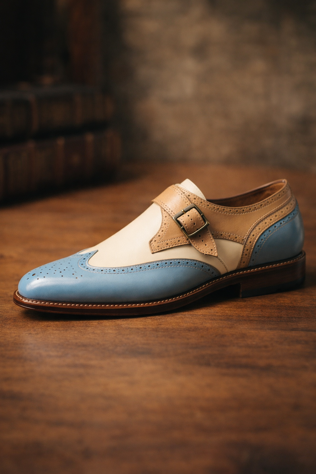 Tri-Tone Monk Strap Wingtip Oxfords