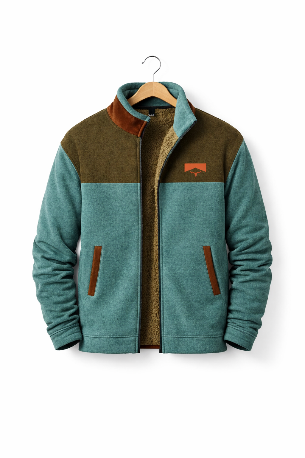 Men’s Fleece-Lined Zip Jacket With Patterned Sleeves