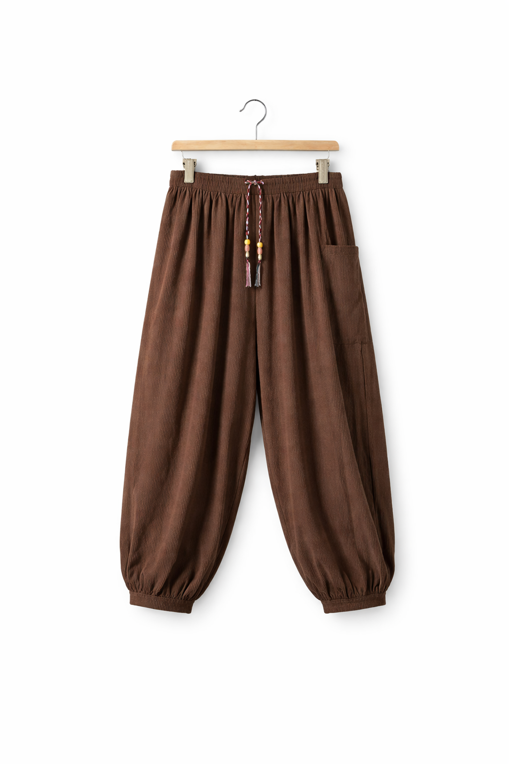 Men’s Home Wide Leg Pants with Drawstring Waist and Cuffed Leg